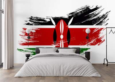 Kenyan flag grunge brush background. Vector illustration. Wall mural