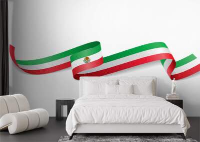 Mexican flag wavy abstract background. Vector illustration. Wall mural