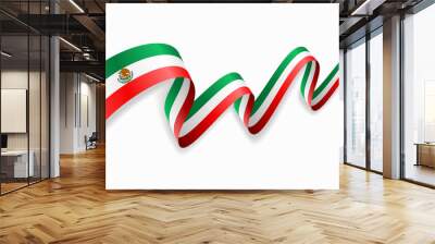 Mexican flag wavy abstract background. Vector illustration. Wall mural