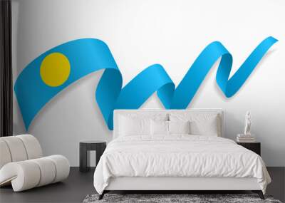 Palauan flag wavy abstract background. Vector illustration. Wall mural