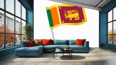 Sri Lankan flag map pin pointer layout. Vector. Wall mural