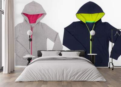 Two hoodie shirts isolated on white background Wall mural