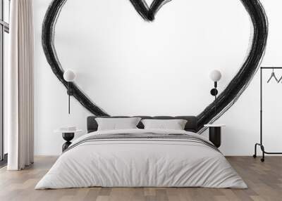 black heart shape icon, icon hand writtern Wall mural