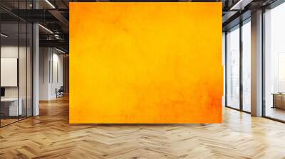 Horizontal yellow and orange grunge texture cement or concrete wall banner, blank  background Wall mural