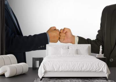 two businessmen greeting with a fist bump isolated Wall mural