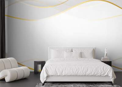 white and gray marble and paper with gold line horizontal banner background Wall mural