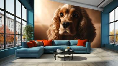 a cocker spaniel under warm lighting Wall mural