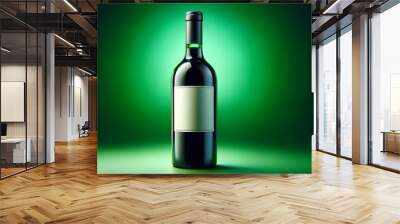 a single wine bottle with an empty label Wall mural