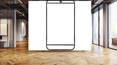 Phone illustration. Smartphone outline silhouette. With copy space. Lineart sign contour of telephone screen. Wall mural