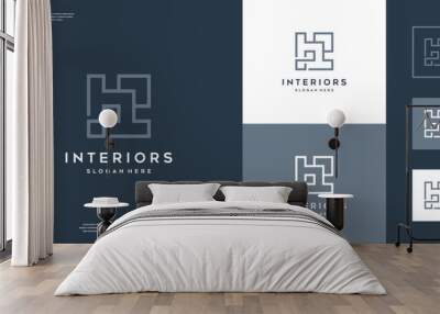 creative interior logo design, minimalist abstract square logo Wall mural