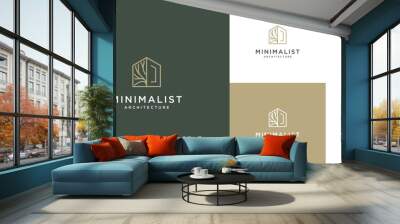 Minimalist architecture logo. Luxury home with root logo design Wall mural