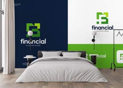 Modern financial logo design letter F. Geometric arrow shape logo design inspiration. Wall mural