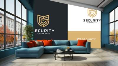 Modern Shield logo line art design inspiration Wall mural