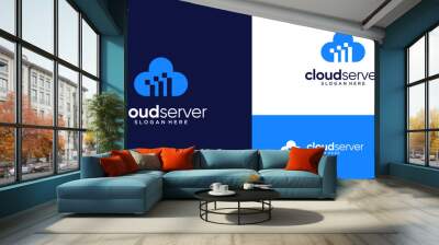 Simple cloud data server logo icon. Modern tech app logo design template. Wall mural