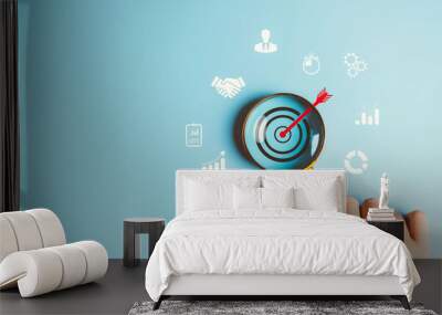 magnifier glass focus to target icon which for planning development leadership and customer target g Wall mural