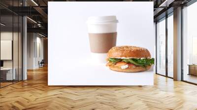 bagel with salmon and cream cheese Wall mural