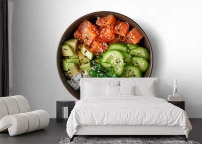 poke bowl with fresh salmon Wall mural