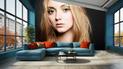 beautiful make up portrait over black background Wall mural