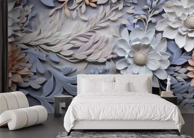 3d volumetric background flowers and petals sculpture painting drawing digital Wall mural