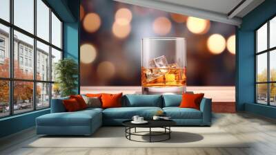 a glass of whiskey on the table, premium spirits Wall mural