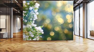 abstract apple tree flowers background, spring blurred background, branches with bloom Wall mural