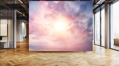 abstract background clouds on the sky with sun / sunset landscape background, watercolor light soft background Wall mural