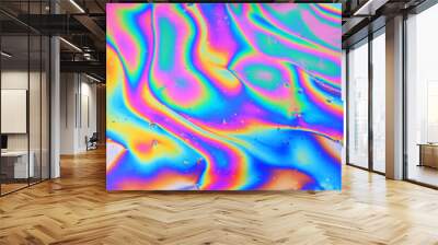 abstract background gasoline art colored, texture oil multicolored rainbow abstract gasoline spill Wall mural