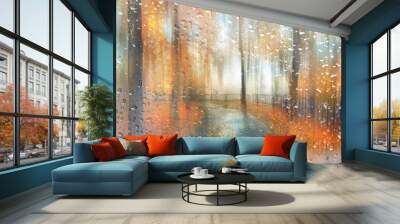 abstract blurred autumn landscape Wall mural