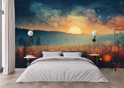 abstract summer polygonal landscape of triangles background Wall mural