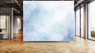 abstract watercolor background snowfall, christmas view blurred blizzard light blue snowflakes on a white city background Wall mural