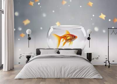 aquarium with a goldfish, a symbol of dreams, fulfillment of desires. Generative AI Wall mural