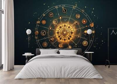 astrological background with planets and copy space Wall mural