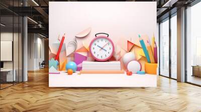 background back to school bright modern 3d. Wall mural