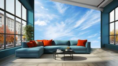 background blue sky with light white clouds, abstract view of the sky Wall mural