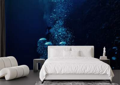 bubbles under water diving background Wall mural