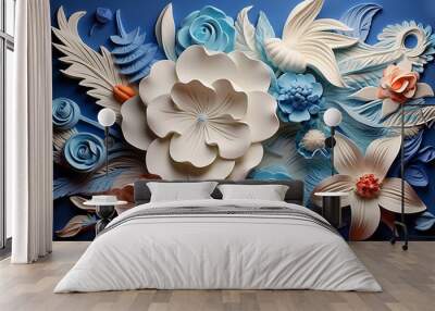 composition of 3d flowers volumetric painting. generative .. ai Wall mural