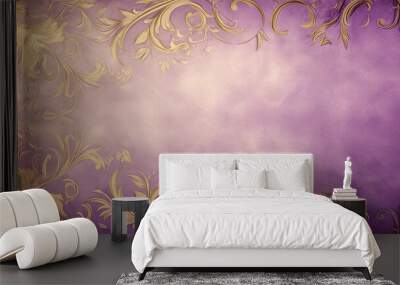 copy space abstract background, vintage delicate purple light lavender floral ornament on the wall or surface Wall mural