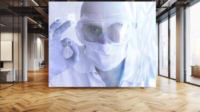 doctor coronavirus test, concept virus, epidemic, imitation laboratory bio hazard Wall mural