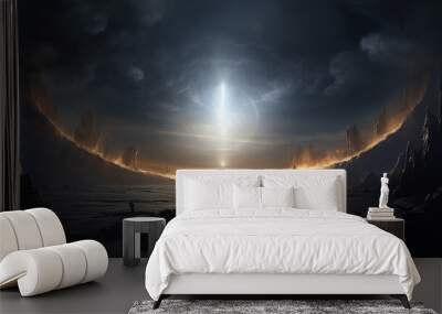 futuristic round arch teleport to another planet in space, fantasy future, star travel Wall mural