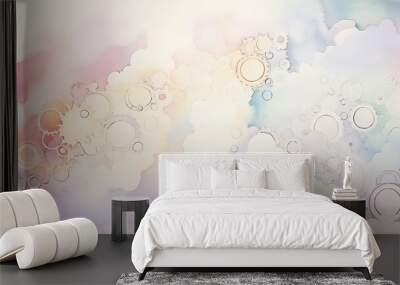 Gear wheels on a background of multicolored clouds, abstract postcard background Wall mural