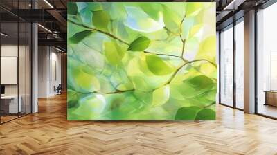 green watercolor foliage abstract background. . spring eco nature Wall mural