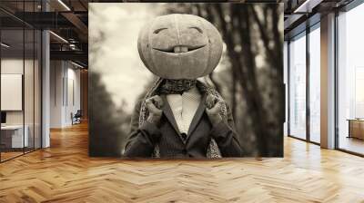 Halloween pumpkin head girl Wall mural