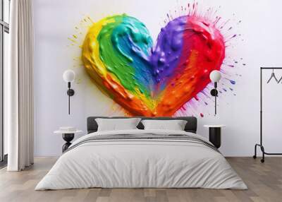 heart in rainbow colors on a white background spectrum banner concept. Wall mural