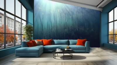 lake underwater landscape abstract / blue transparent water, eco nature protection underwater Wall mural