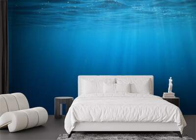 ocean underwater rays of light background, under blue water sunlight Wall mural