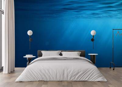 ocean underwater rays of light background, under blue water sunlight Wall mural