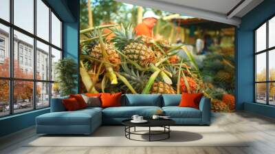 pineapple plantation in Thailand Wall mural