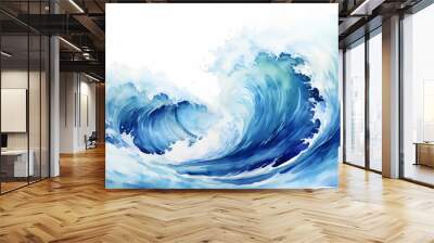 sea wave watercolor illustration isolated on white background, graphic element of ocean design Wall mural