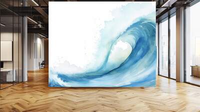 sea wave watercolor illustration isolated on white background, graphic element of ocean design Wall mural