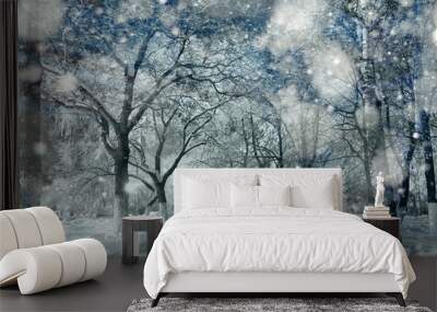 Snow in the woods Wall mural